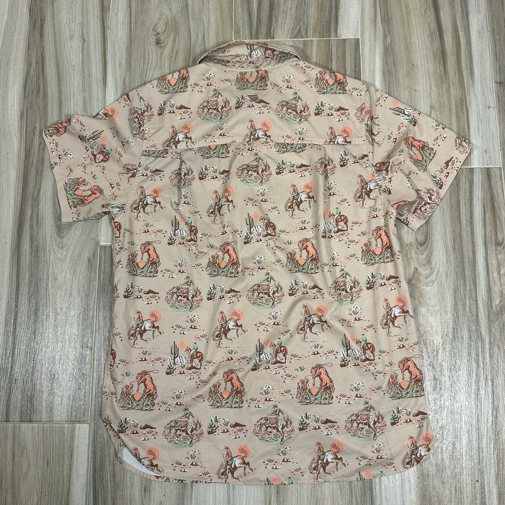 Burlebo Cowboy Up Performance Polo Shirt AOP Rodeo Western Mens M Casual - Picture 3 of 11